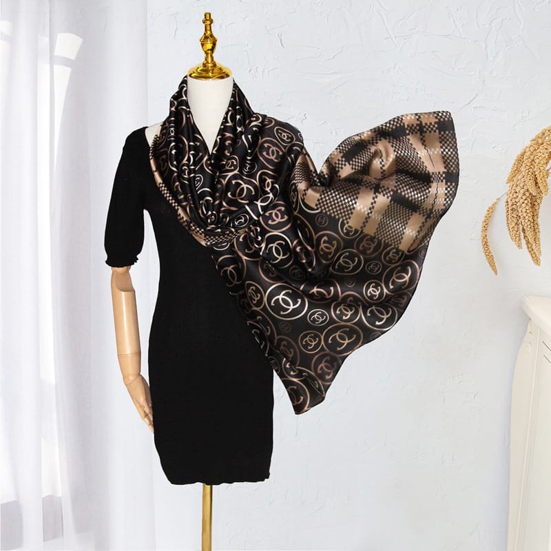 Droid Black Printed Silk Scarf – view 3