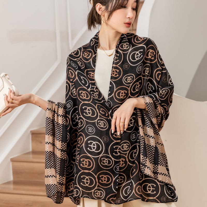 Droid Black Printed Silk Scarf – view 5