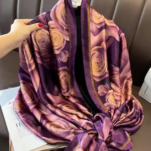 Purple Elegance Printed Silk Scarf – HeadScarf.pk