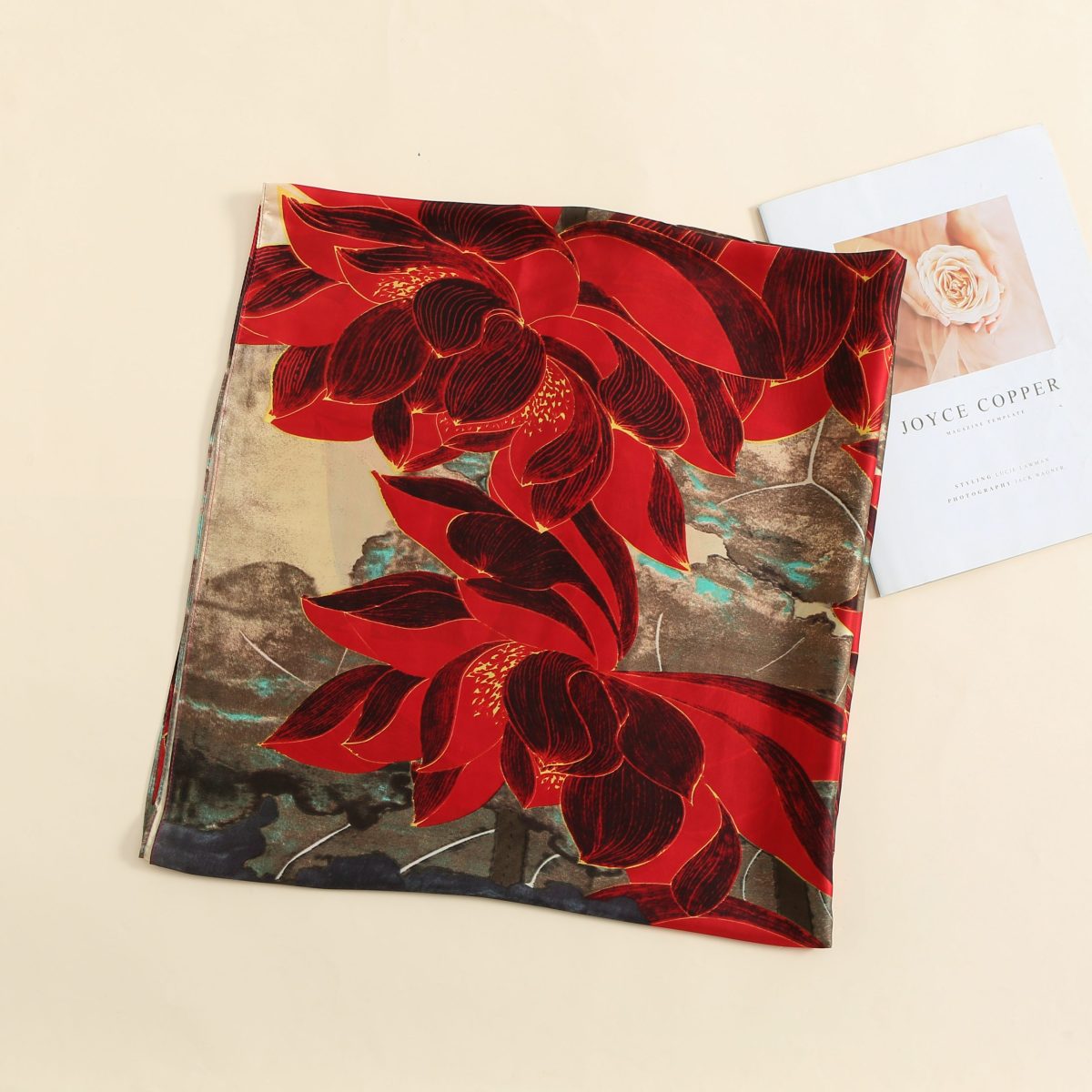 Rose Printed Silk Scarf – view 2