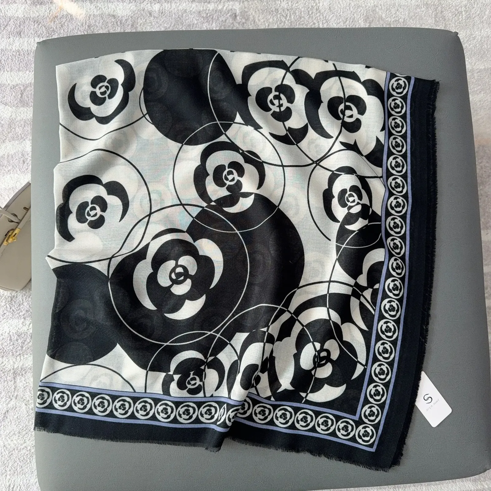 Black Luxe Cotton-Feel Square Scarf – view 2