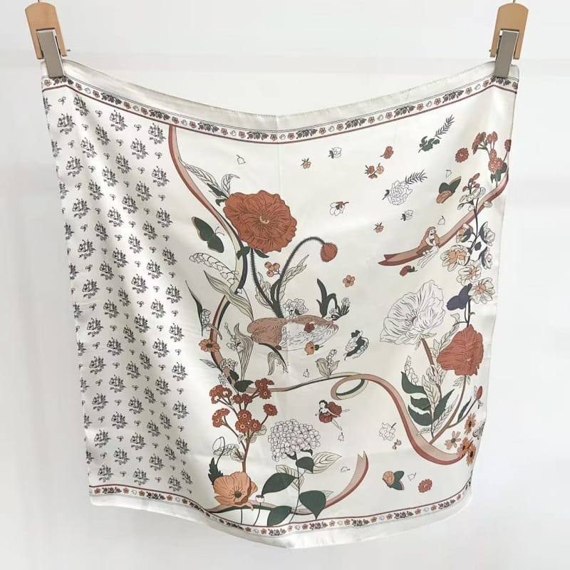 White Aura Satin Silk Neck Scarf 2 – view 2