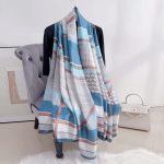 Blue Luxe Printed Silk Scarf 2 – view 2