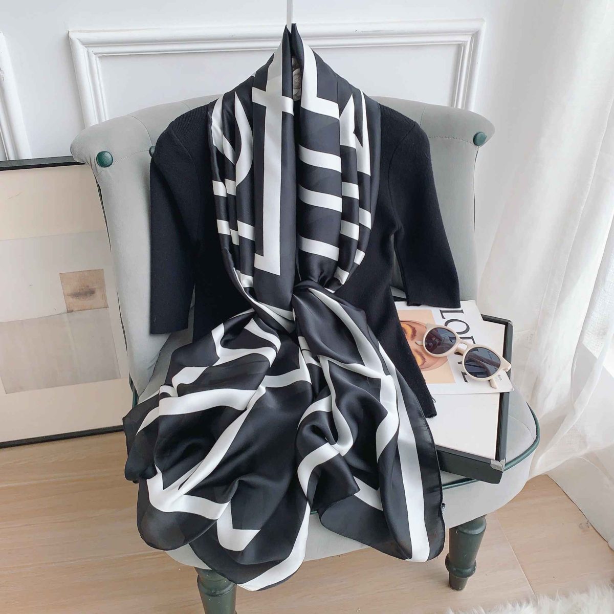 Patchwork Printed Silk Scarf – view 2