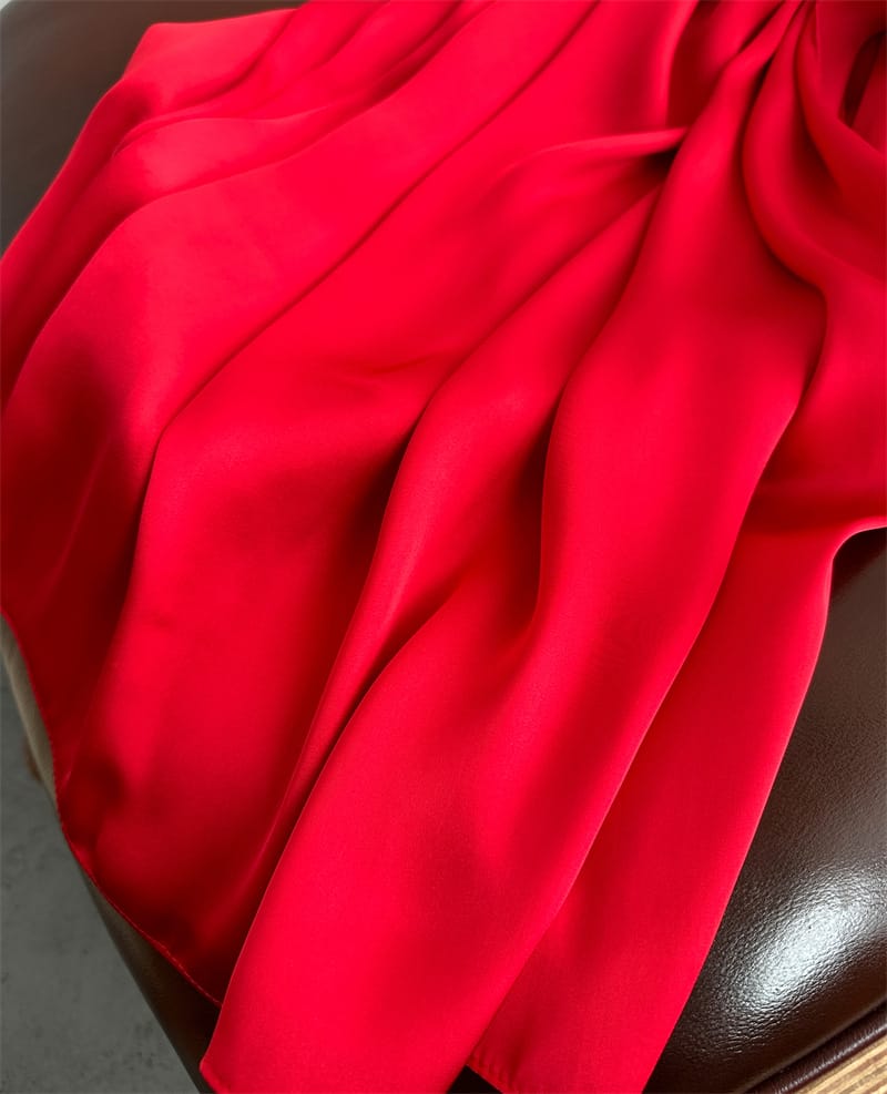 Red Plain Satin Silk Shawl – view 2