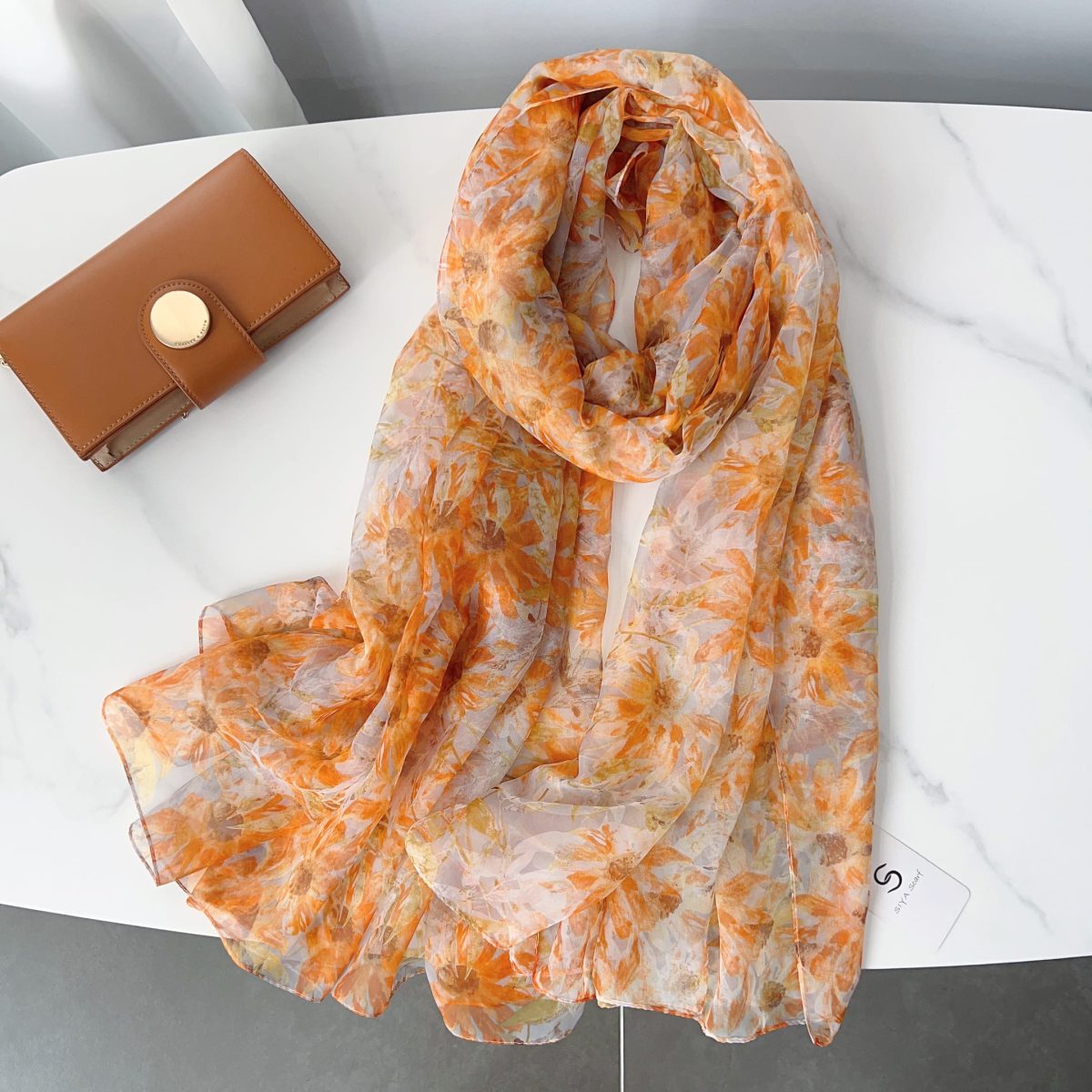 Orange Radiant Printed Chiffon Scarf – view 2