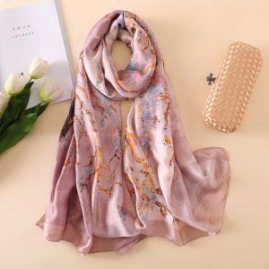 Peach Elite Printed Silk Scarf – HeadScarf.pk