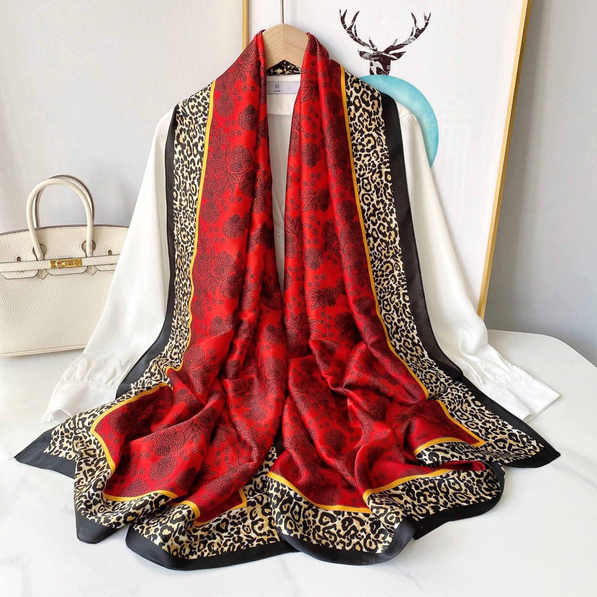 Floral Print & Pattern Printed Silk Scarf – view 2