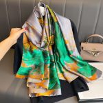 Floral Green Printed Silk Scarf – HeadScarf.pk