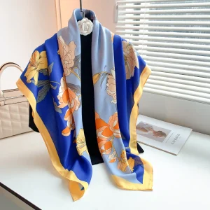 Blue Polyester Square Scarf – HeadScarf.pk