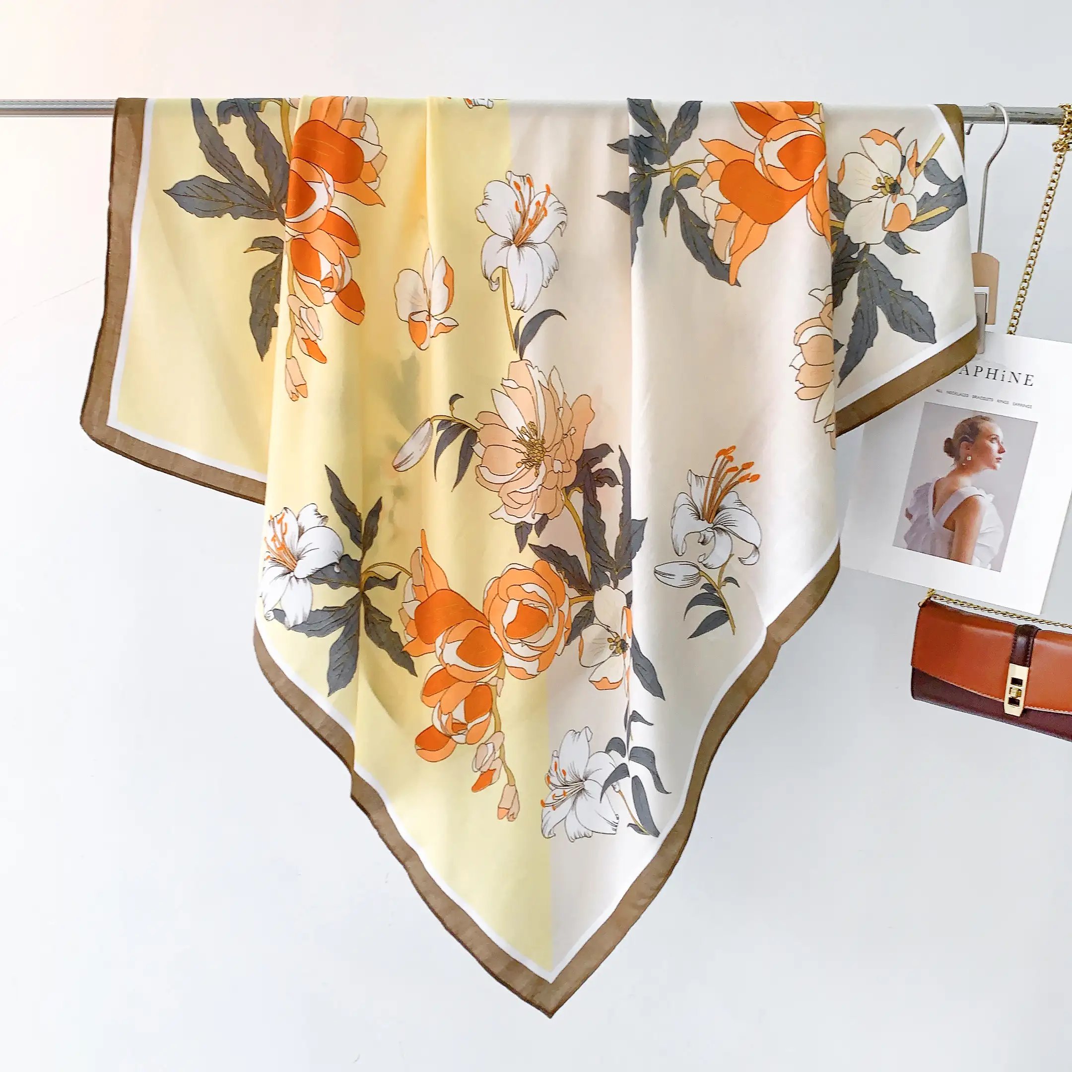 Peach Polyester Square Scarf – view 2