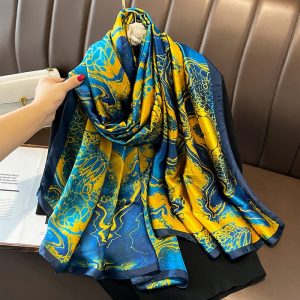 Blues Printed Silk Scarf – HeadScarf.pk