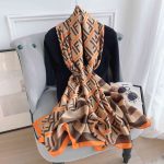 Beige Printed Silk Scarf – view 2