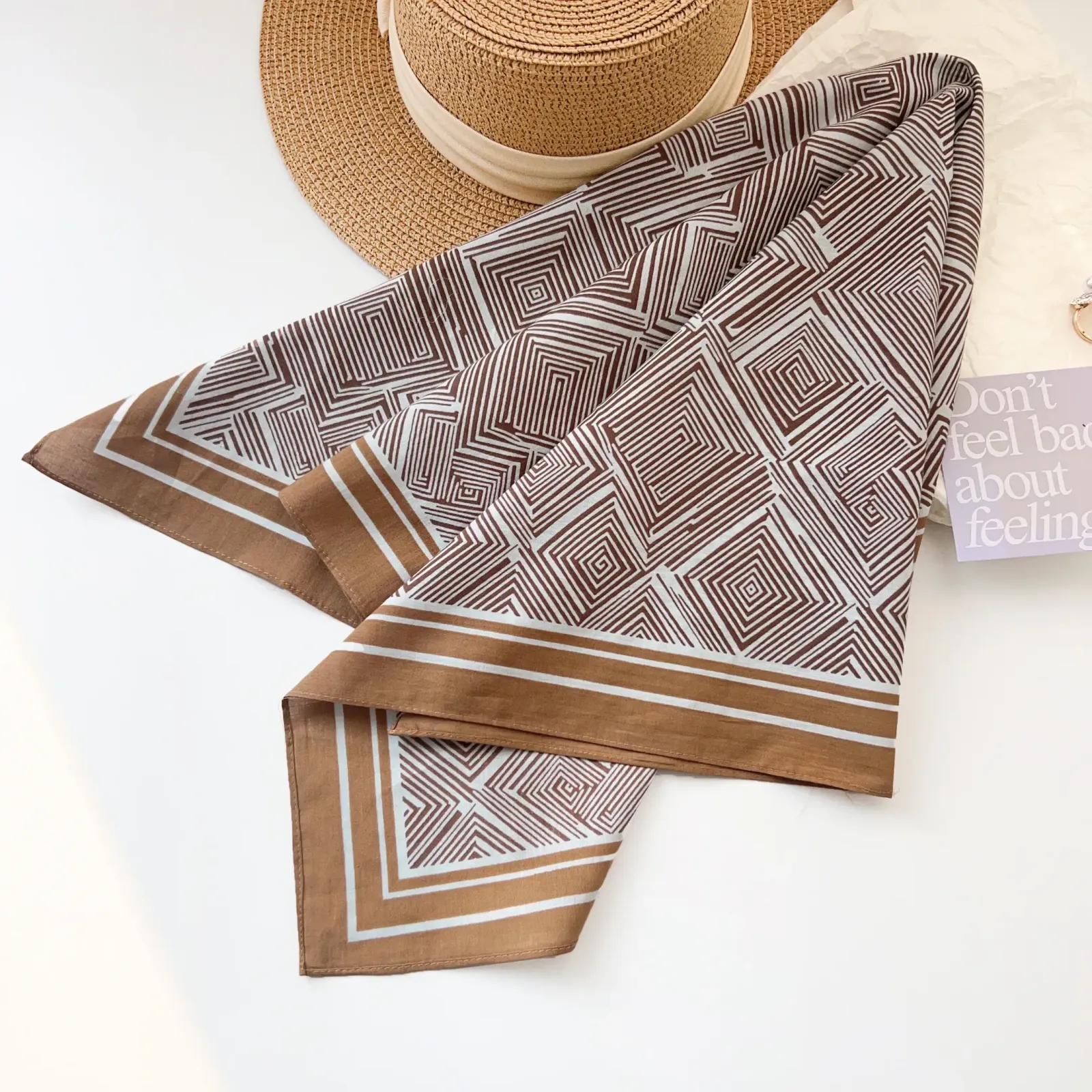 Brown Cotton Bandana Scarf – view 2