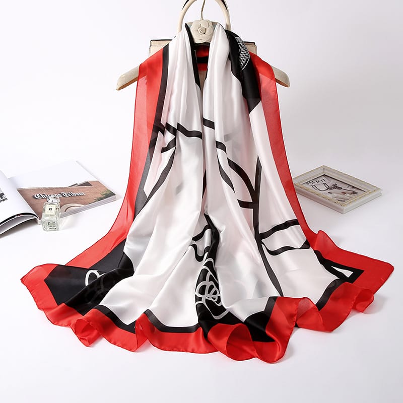 White Radiant Printed Silk Scarf 2 – HeadScarf.pk