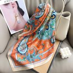 Orange Royal Satin Silk Neck Scarf – view 2
