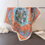 Orange Royal Satin Silk Neck Scarf – view 3