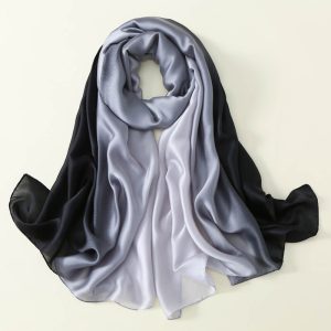 Grey Elegance Printed Silk Scarf – HeadScarf.pk