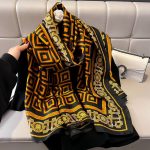 Gold Orange Printed Silk Scarf – HeadScarf.pk