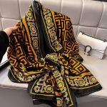 Gold Orange Printed Silk Scarf – view 2