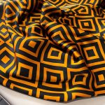 Gold Orange Printed Silk Scarf – view 6