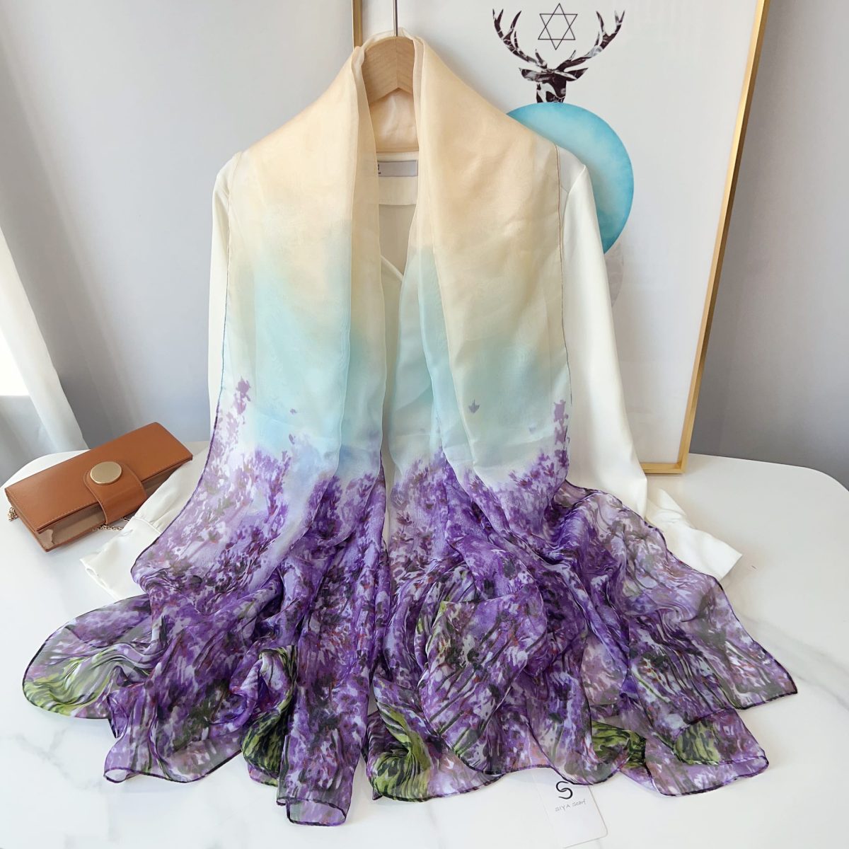 Purple Aura Printed Chiffon Scarf – view 2