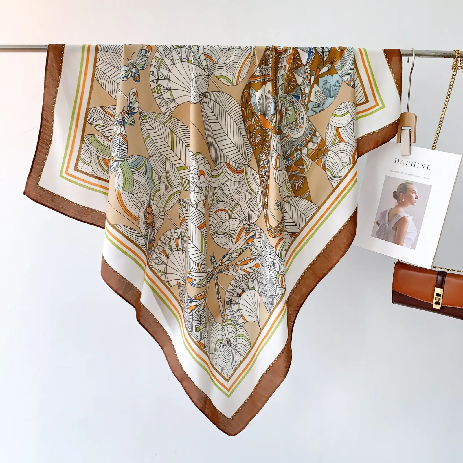 Brown Polyester Square Scarf – view 2