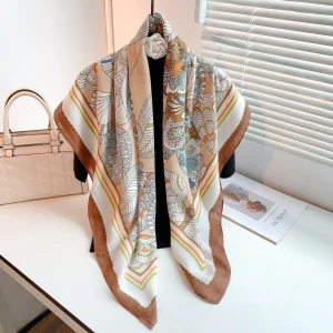 Brown Polyester Square Scarf – HeadScarf.pk