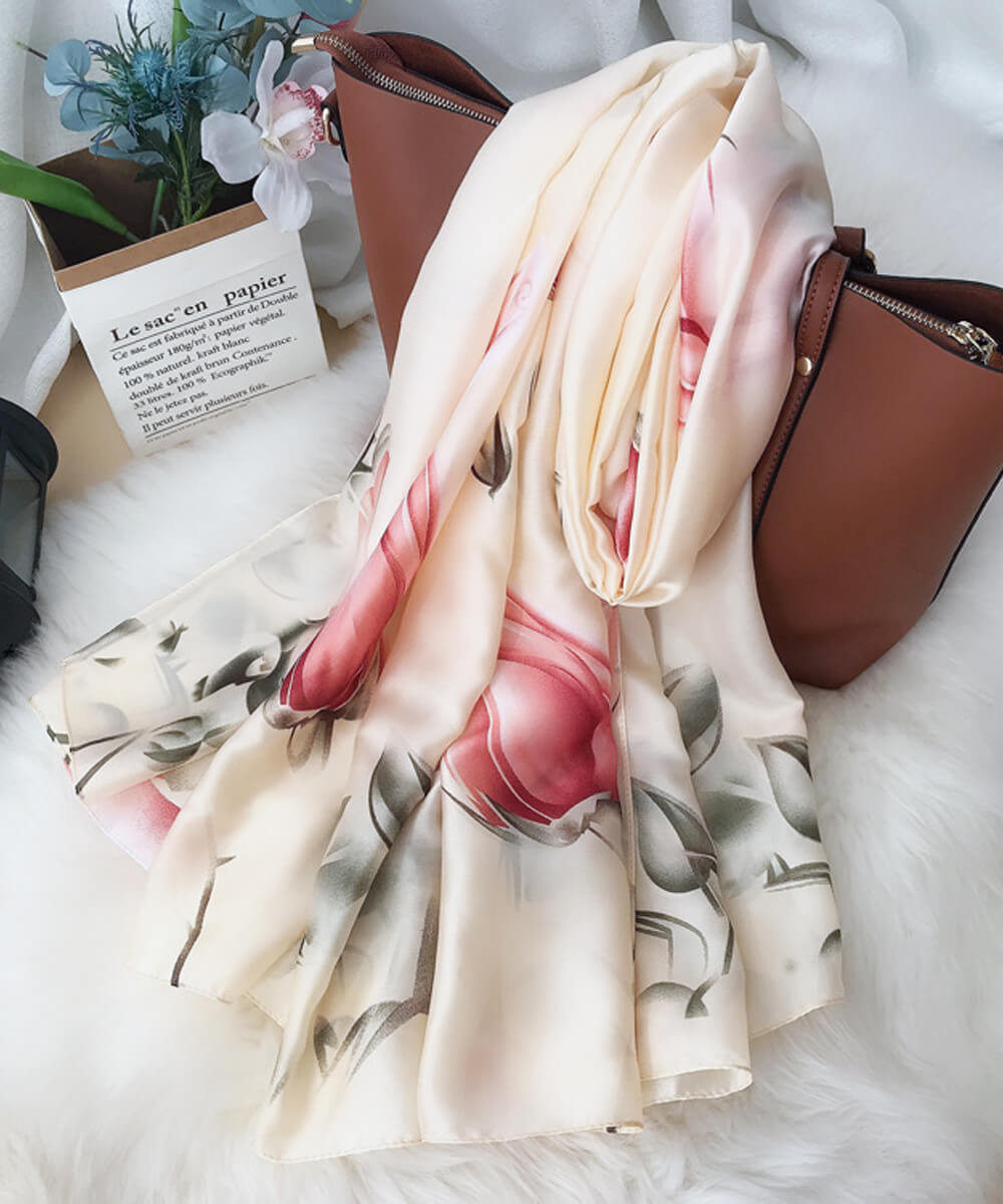 White Luxe Printed Silk Scarf 2 – view 4