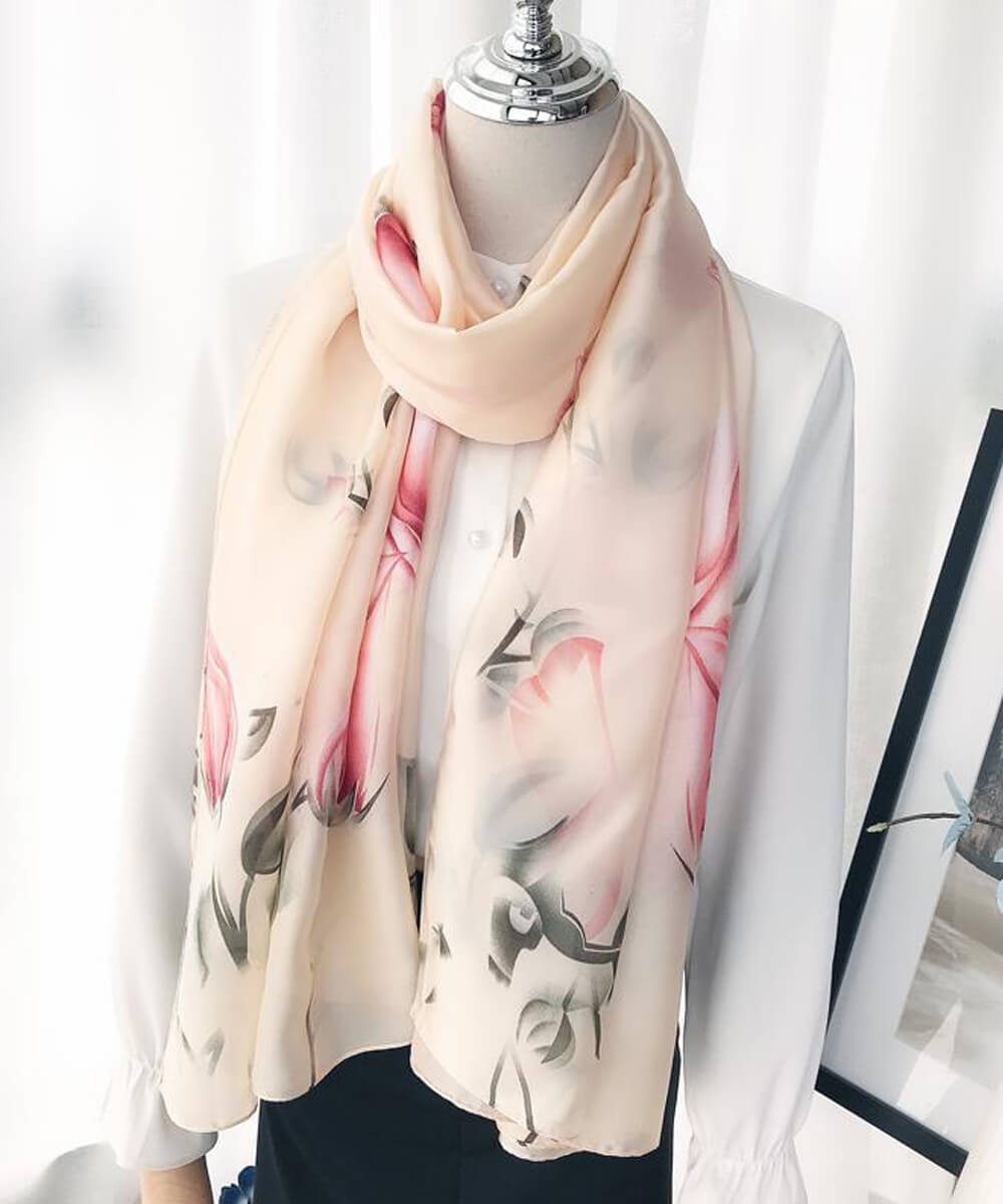 White Luxe Printed Silk Scarf 2 – view 3