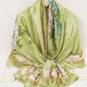Tan Printed Silk Scarf – HeadScarf.pk
