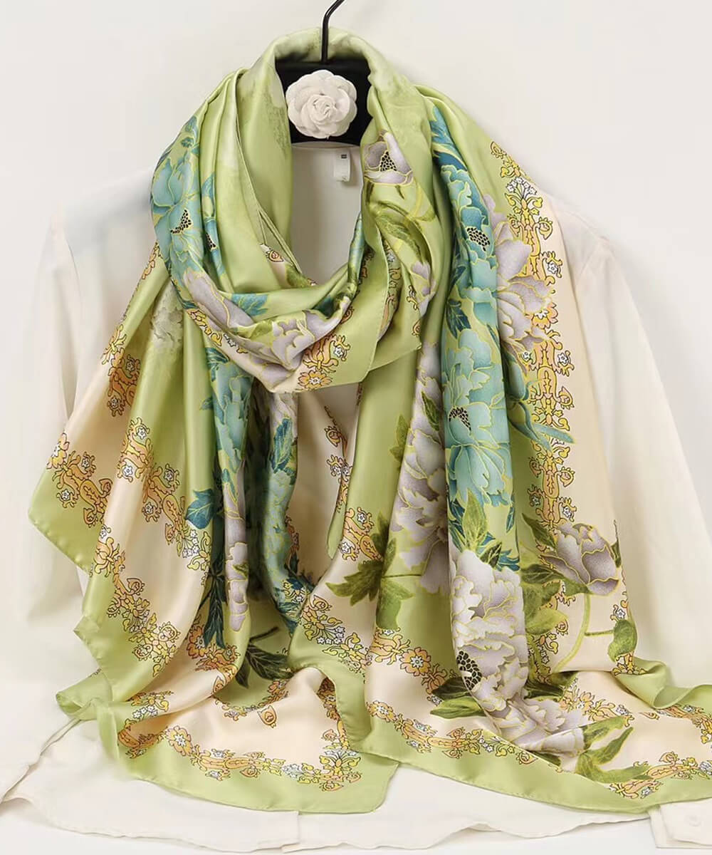 Tan Printed Silk Scarf – view 2