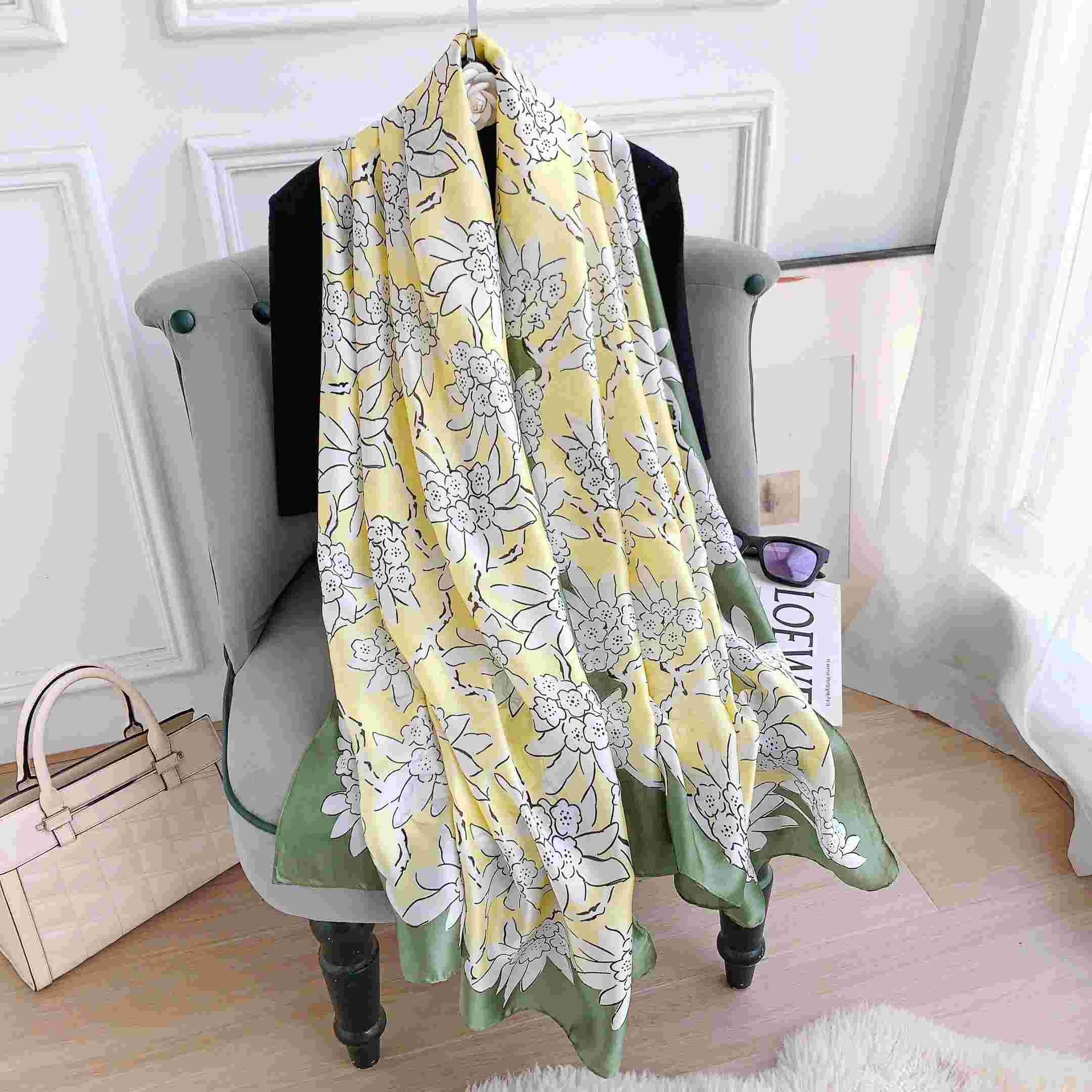 Yellow Printed Silk Scarf – view 2