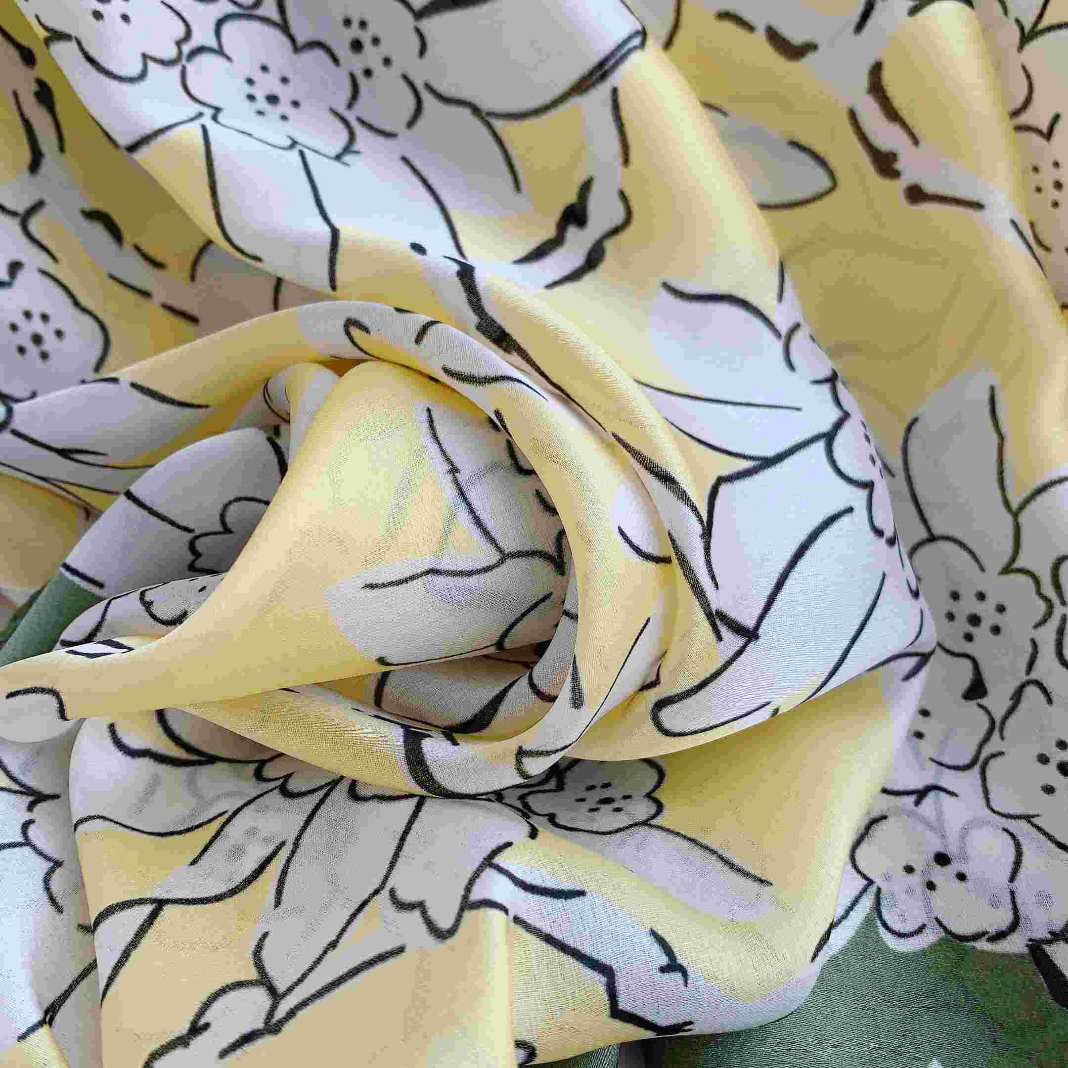 Yellow Printed Silk Scarf – view 4