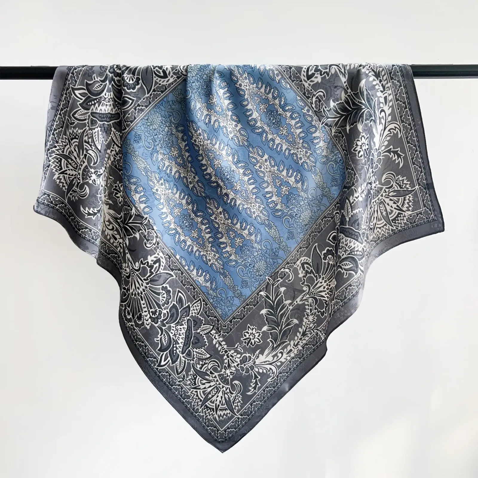 Blue Radiant Satin Silk Neck Scarf – view 2