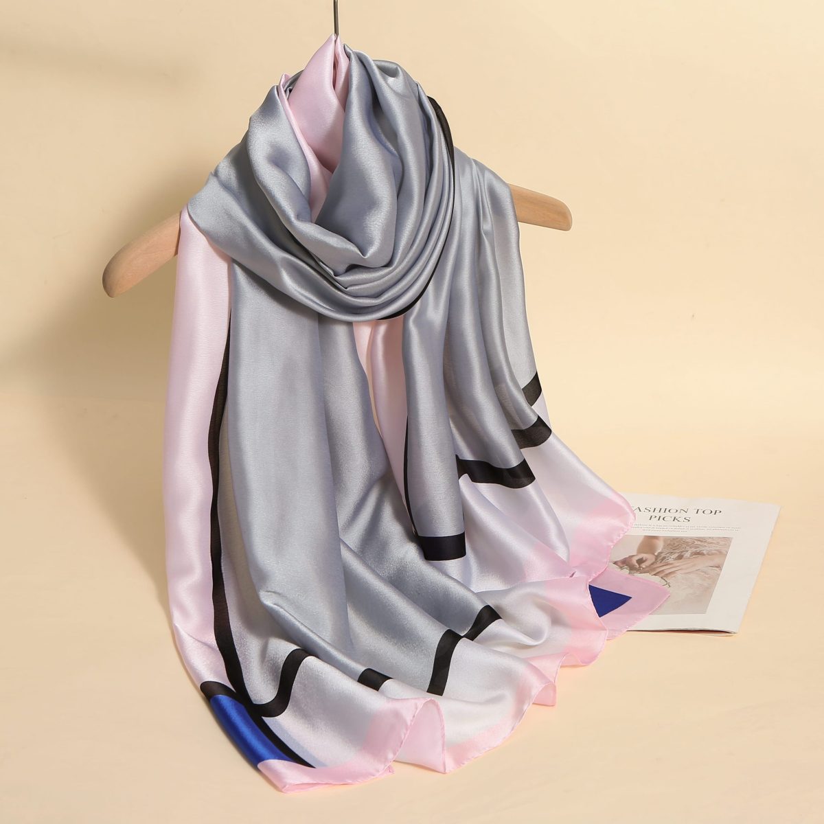Grey Chic Printed Silk Scarf – view 2