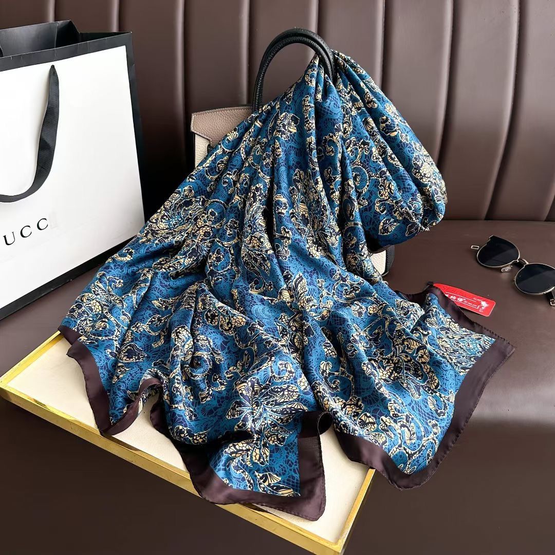 Blue Aura Printed Silk Scarf – view 2