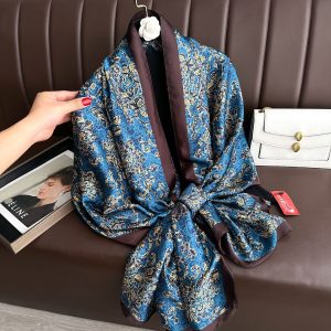 Blue Aura Printed Silk Scarf – HeadScarf.pk