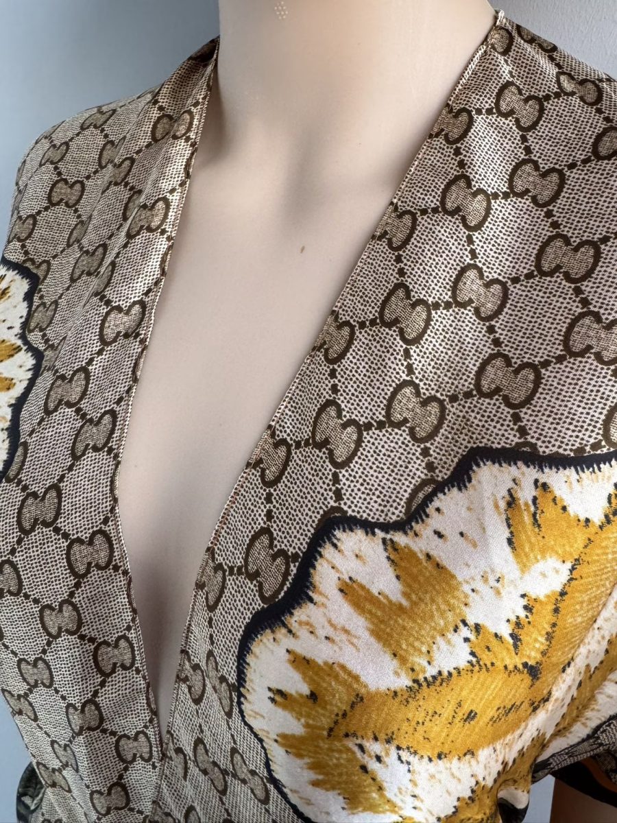 Brown Silk Cape Shawl with Belt – view 2