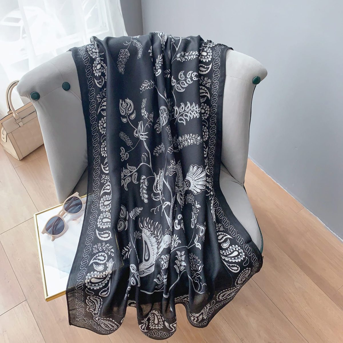 Caffeine Printed Cotton Scarf – view 2