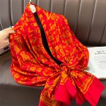 Red Elegance Printed Silk Scarf – view 2