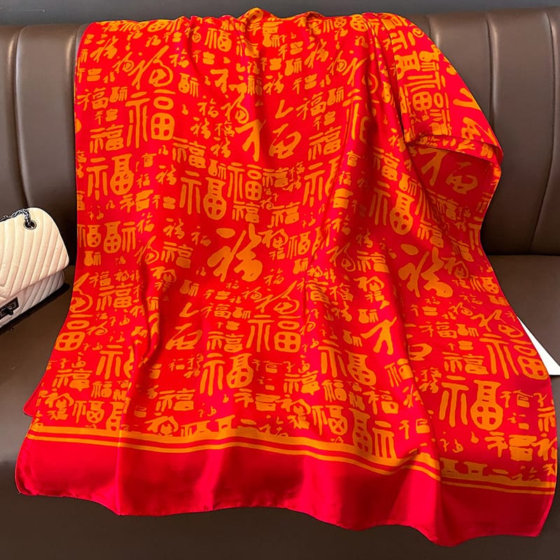 Red Elegance Printed Silk Scarf – view 6