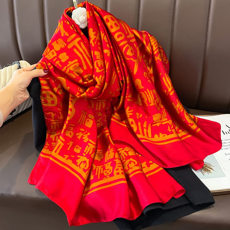 Red Elegance Printed Silk Scarf – HeadScarf.pk