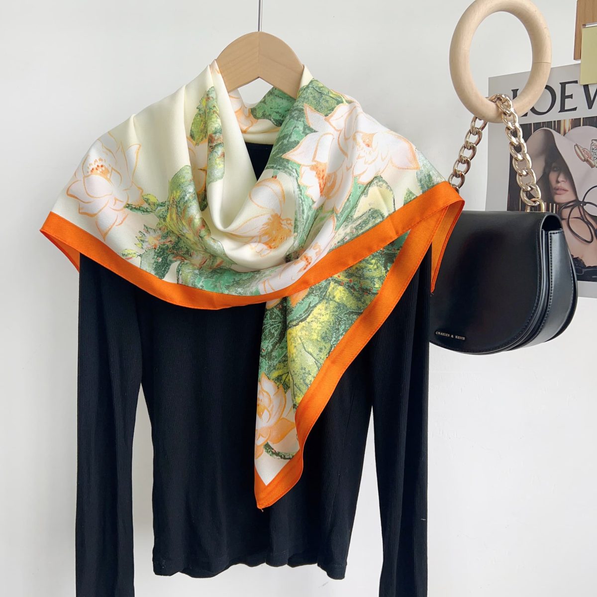 Red Luxe Satin Silk Head Scarf – view 2