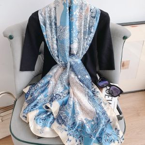 Light Grey Printed Silk Scarf – HeadScarf.pk