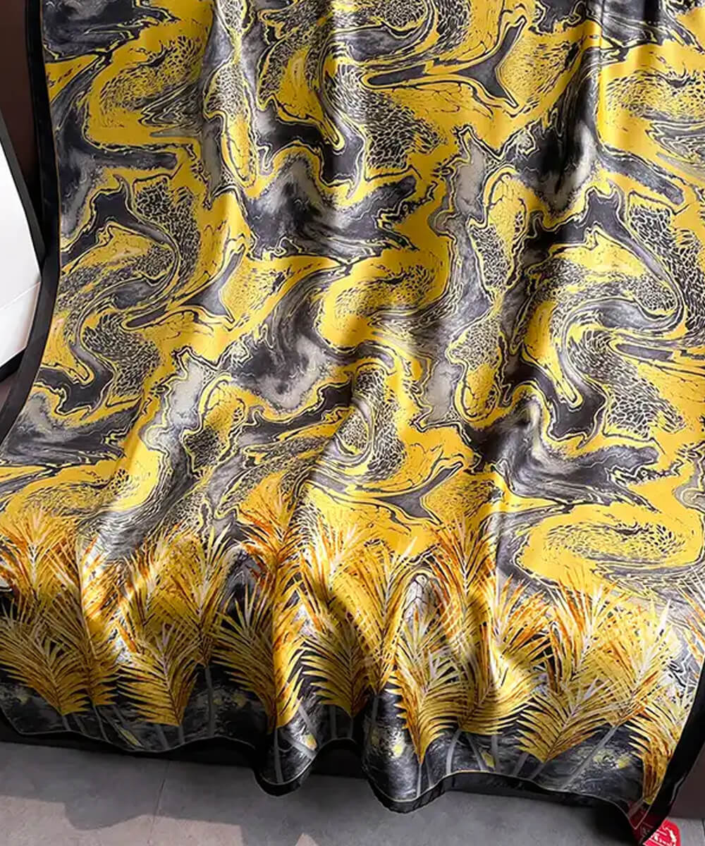 Gold Printed Silk Scarf – view 4