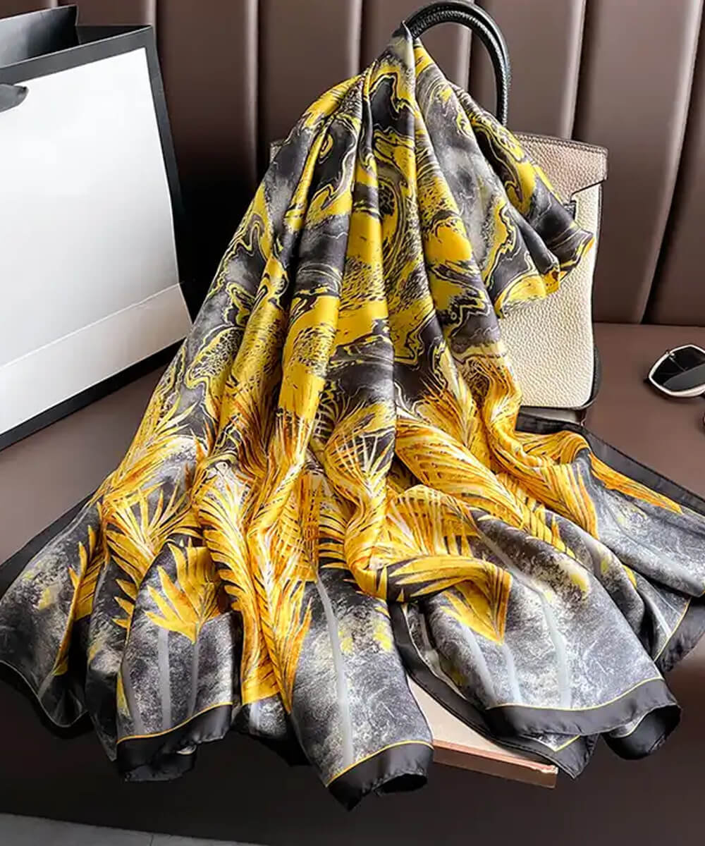 Gold Printed Silk Scarf – view 3