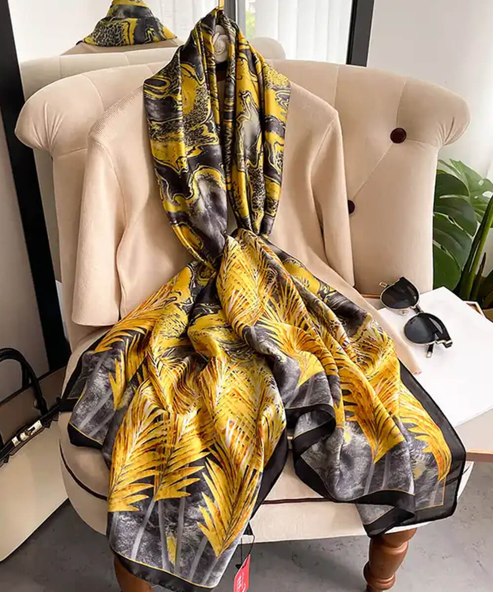 Gold Printed Silk Scarf – view 2