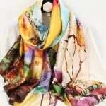 Mustard Printed Silk Scarf – view 2