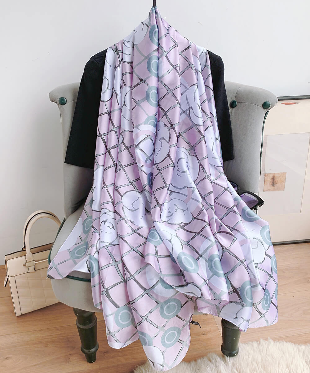 Purple Prime Printed Silk Scarf – view 2